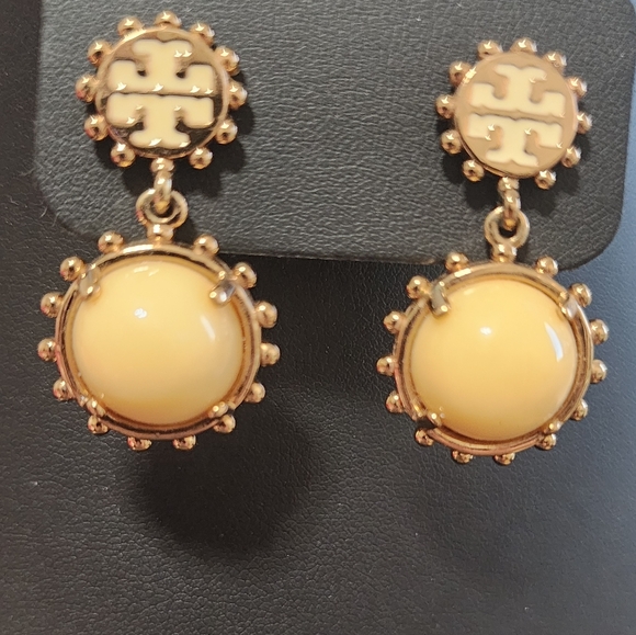Tory Burch Gold and Cream Statement Earrings - Picture 2 of 2